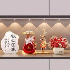 招财猫钥匙收纳摆件客厅玄关家居鞋柜装饰品进门入户乔迁新居礼物