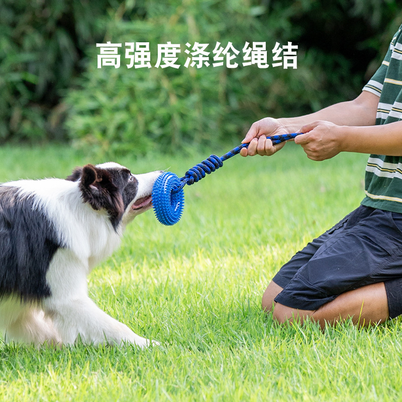 Meianju 国境を越えた噛みつきにくいサウンドと有刺鉄線リング TPR 犬の噛むおもちゃ大型犬の歯のクリーニングと臼歯タイヤ|undefined