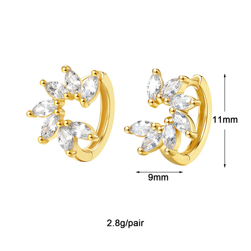 10g Weight 1 Pair Elegant Lady Simple Style Flower Inlay Copper Zircon Earrings