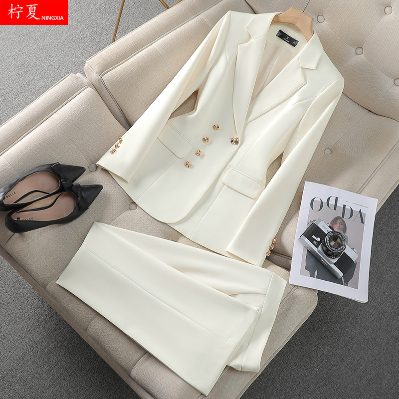 White Suit Jacket Women's 2025 Spring New Broadcasting Host Dress Professional High-end Suit suit Work Clothes White Suit Jacket Women's 2025 Spring New Broadcasting Host Dress Professional High-end Suit suit Work Clothes