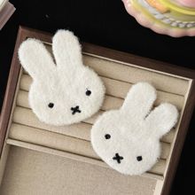 针织米菲兔毛绒卡通小兔子刘海贴儿童甜美少女无痕魔术贴发卡发饰