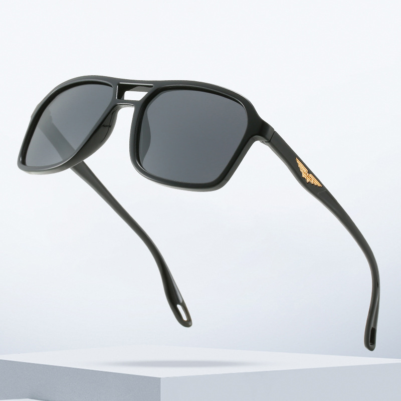 Nuevo piloto de doble haz transfronterizo gafas de sol polarizadas para hombres arena negro diseño casual gafas de sol de conducción