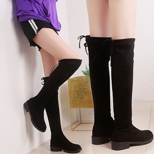 Women's Flat Winter New Over-the-Knee Boots with Inner Lift, Slim Fit, Micro-Elasticity High-Cuffed Long Boots