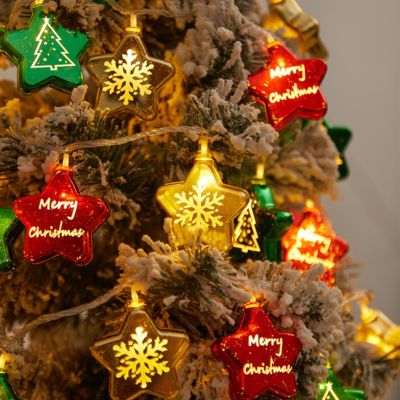 Decoraciones de Navidad cromadas árbol de Navidad pequeñas cadenas de luces de color creativas ventanas colgantes atmósfera lámpara de diseño galvanizado