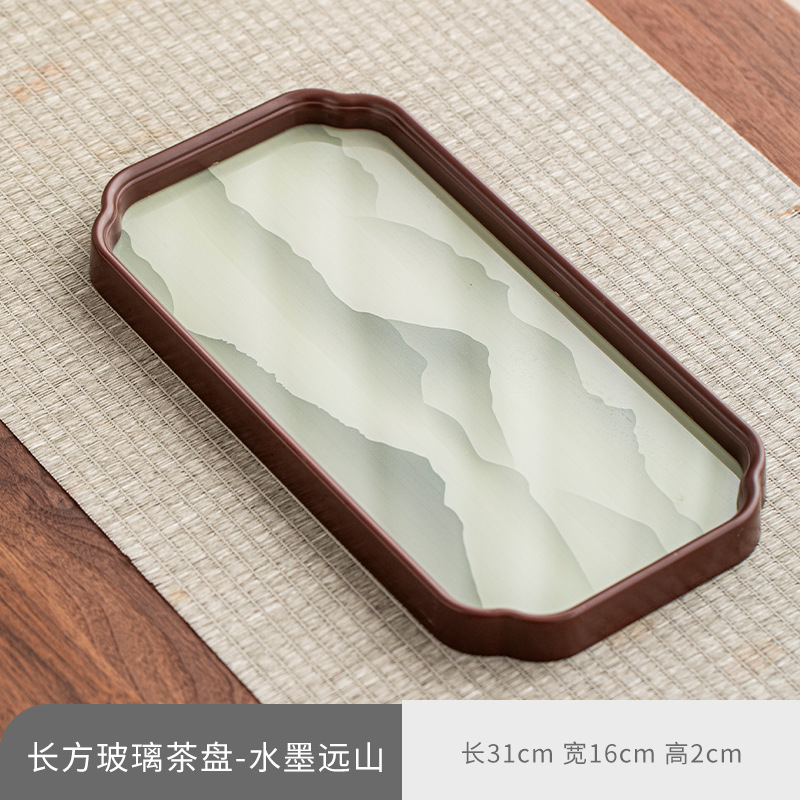 YP rectangular ink distant mountain glass tray