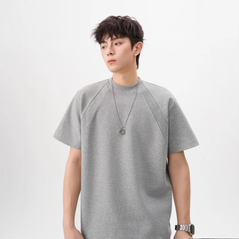 280g Liquid Ammonia Cotton Cleanfit Short-Sleeved T-Shirt for Men and Women, Loose Short Boxy Right-Shoulder Top, 2026 New Style