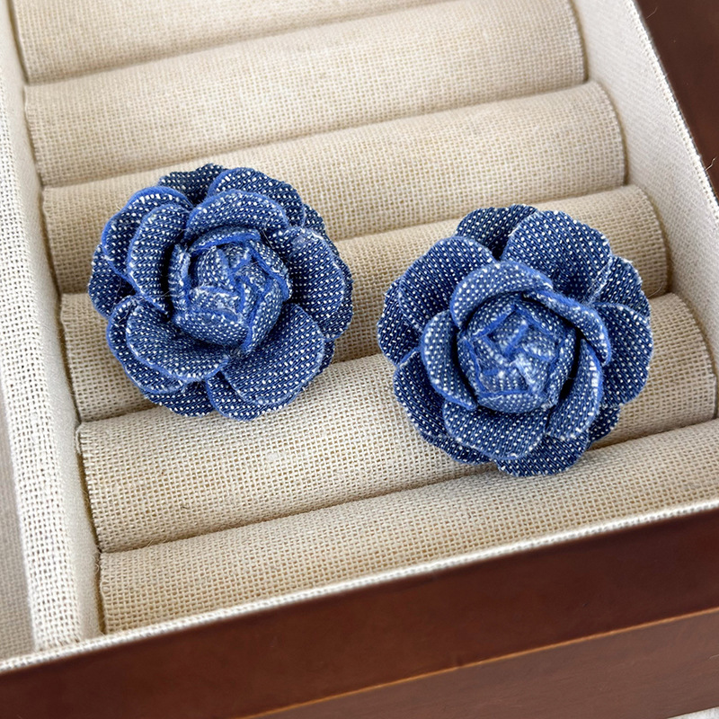 Retro denim fashionable small design earrings