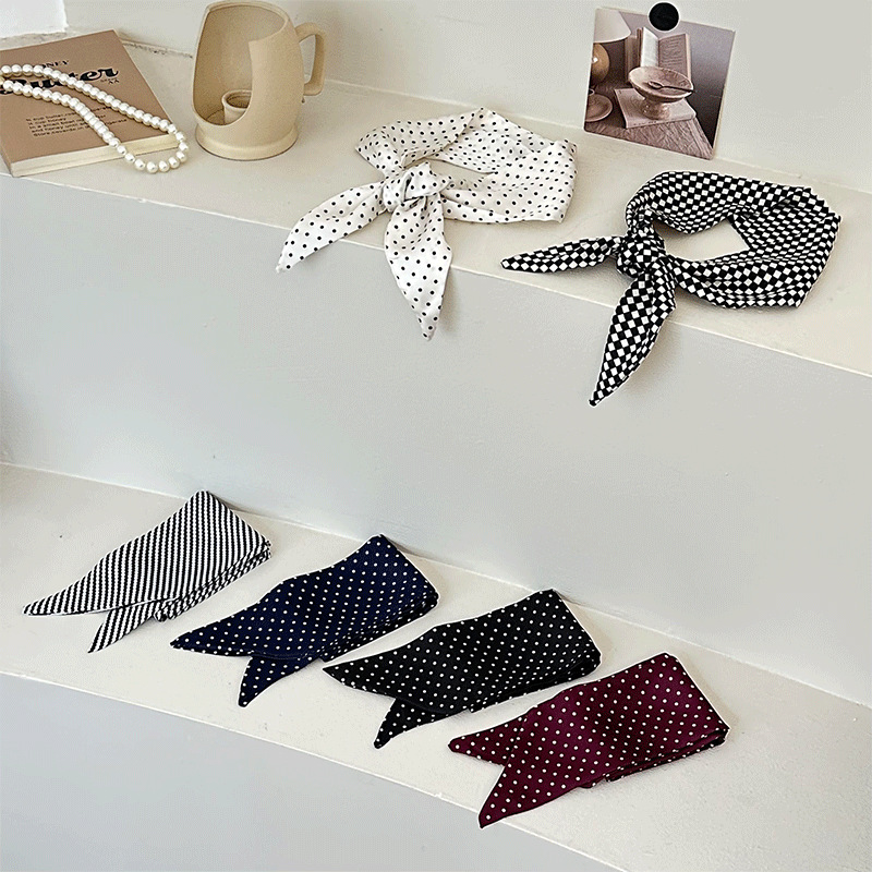 Pañuelo de seda de punto de onda de tira larga, decoración de alta calidad, camisa, traje, bufanda, correa para el cabello a cuadros, pañuelo en la cabeza, bolsa para atar, serpentinas