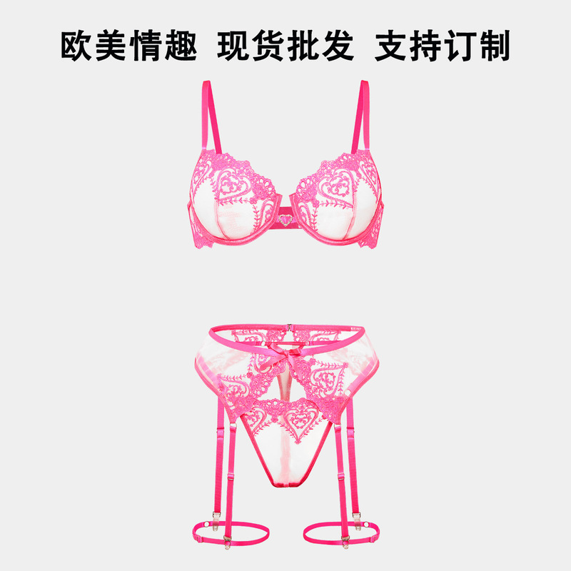 Lingerie Set Lace Intimates Sexy Ultra-Thin Bra Thong Garter Belt Foot Cover Four-Piece Women's Set Lingerie Set Lace Intimates Sexy Ultra-Thin Bra Thong Garter Belt Foot Cover Four-Piece Women's Set