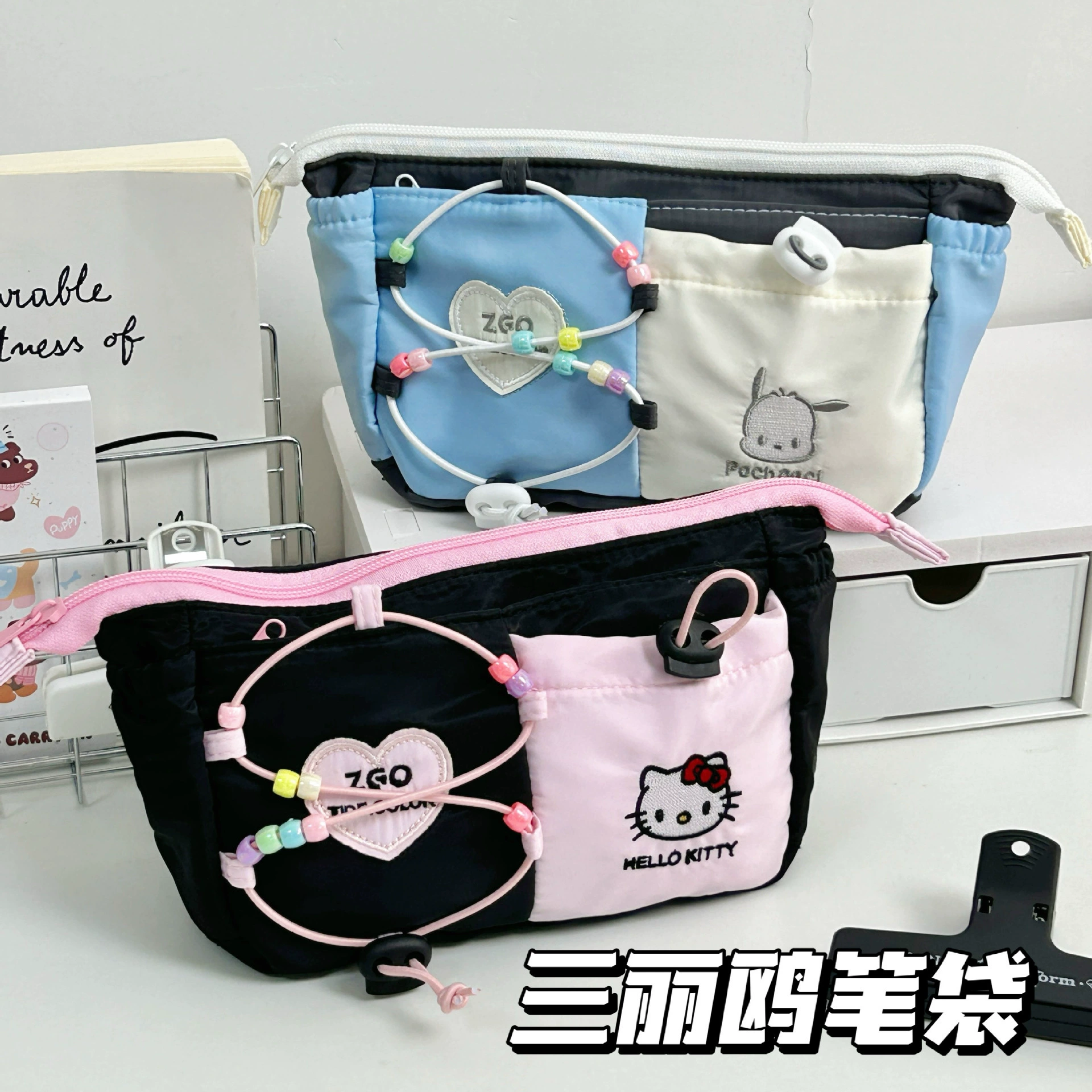 Санрио, Hello Kitty, вместительный пенал бренда, косметичка, мешок на шнурке