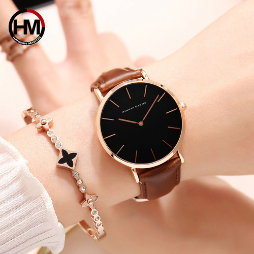 Japanese Quartz Waterproof Watch with Shrimp Skin Strap for Ladies - Factory Direct Wholesale