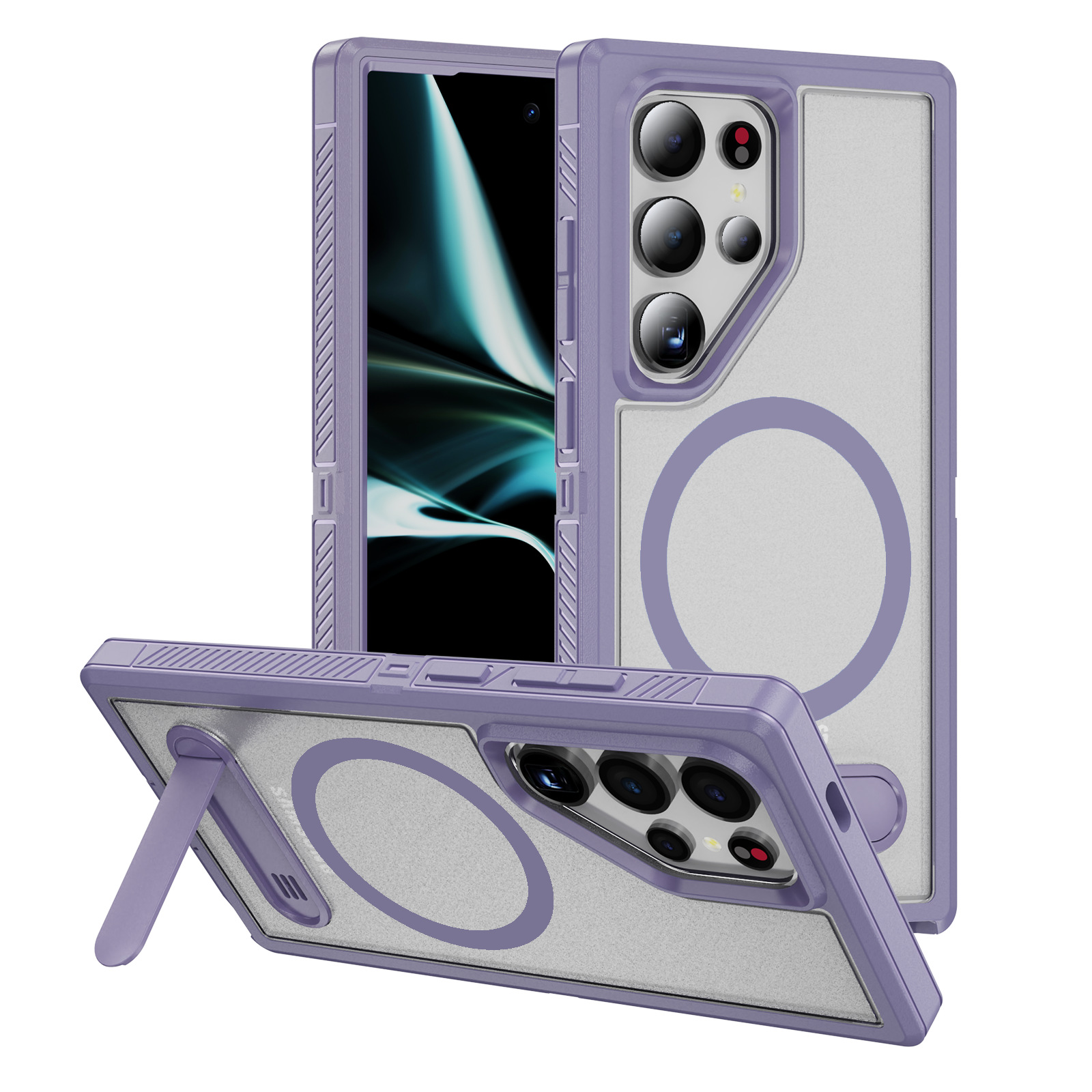 Adecuado para Samsung S25ULTRA Guardian Soporte magnético Estuche para teléfono móvil S24 Estuche protector S23 resistente de doble capa a prueba de caídas