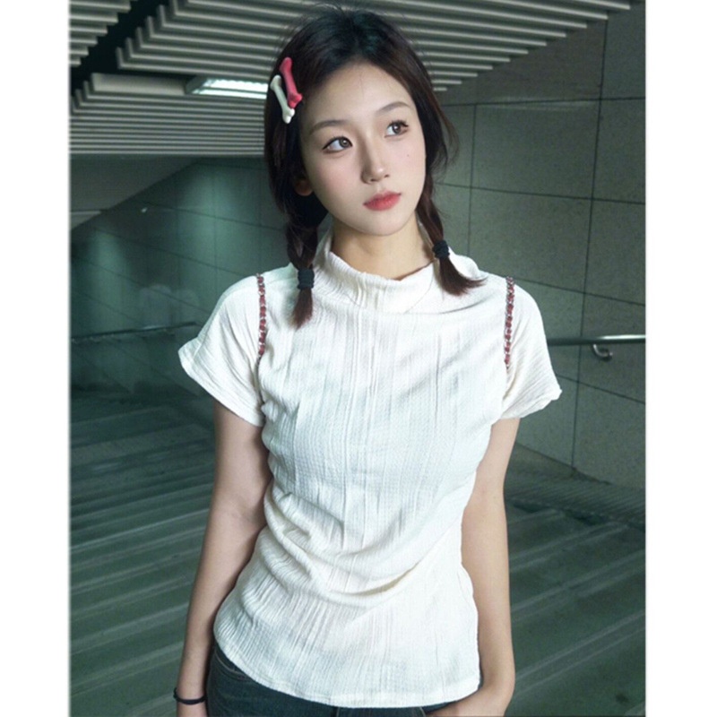 Japanese retro fitted summer design thin short sleeve T-shirt