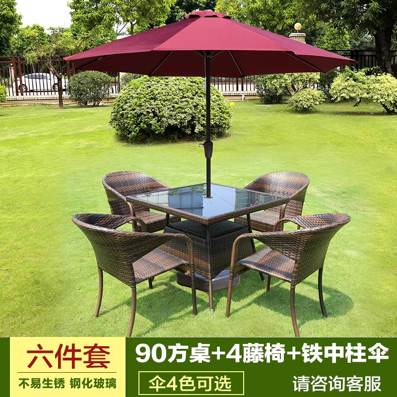 Mesa y silla al aire libre patio de caña tres piezas set terraza al aire libre balcón jardín ocio cabello de caña comedor combinación de mesa y silla