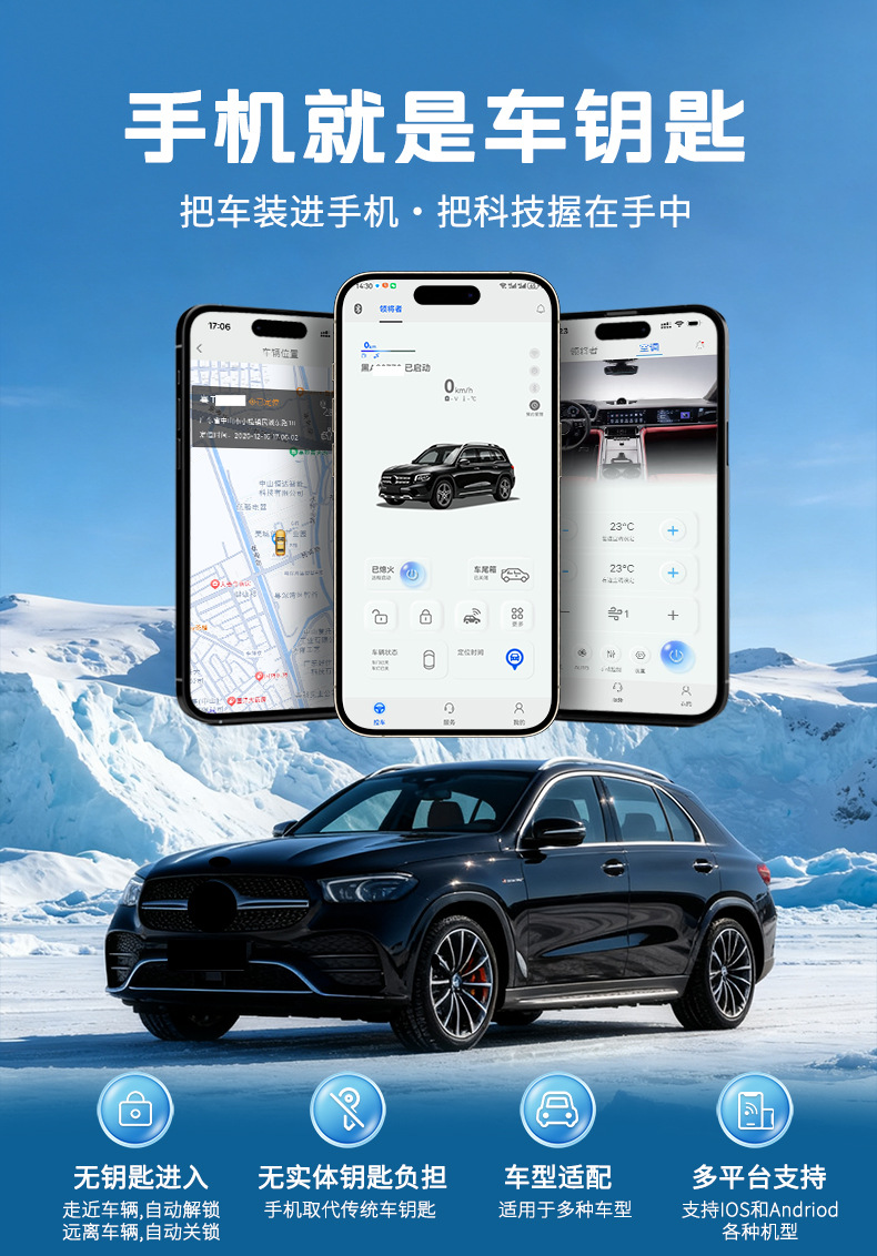 Mercedes-Benz Modified Smart Key for Mobile Phone Control of Vehicles, Suitable for Mercedes-Benz Gle350 450 Mobile Phone Control Car Key