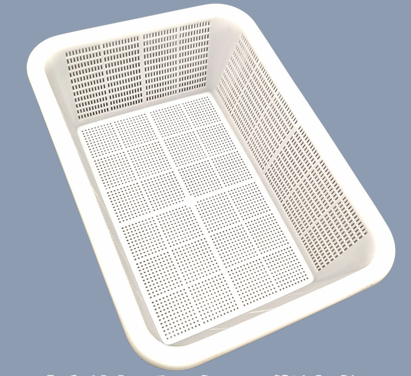 Cesta de agua para lavar verduras, tamiz, marco de drenaje de agua, cesta de cocina, cesta de plástico rectangular gruesa, cesta hueca para lavar verduras