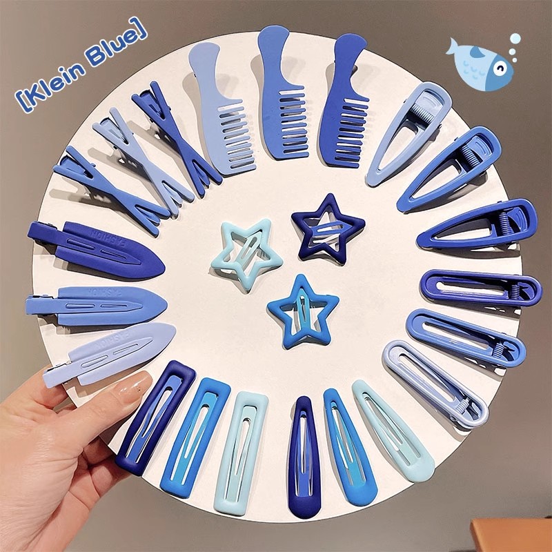 Klein azul clip para el cabello de la mujer alta sensación de cejas cortadas clip lateral sin marcas de maquillaje clip para el cabello de cabeza clip para el cabello