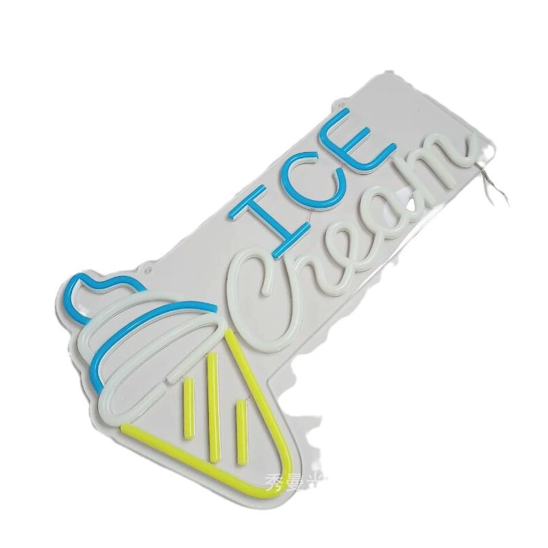 Неоновая вывеска «Мороженое» LED, рекламный световой щит, Ice Cream, ледяной напиток