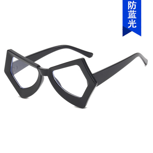Cross-border retro personalized glasses frame anti-blue light butterfly-shaped flat mirror for women large frame irregular plain European and American glasses frame