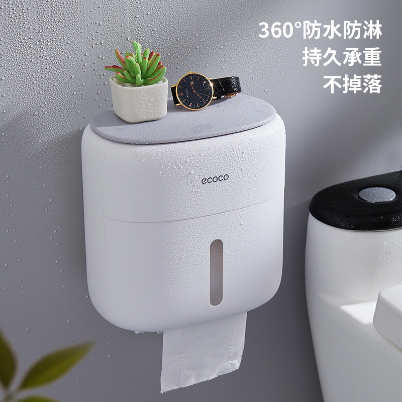 Caja caja de pañuelos de papel higiénico higiénicos rack de almacenamiento caja de pañuelos montado en la pared soporte de papel de rollo impermeable libre