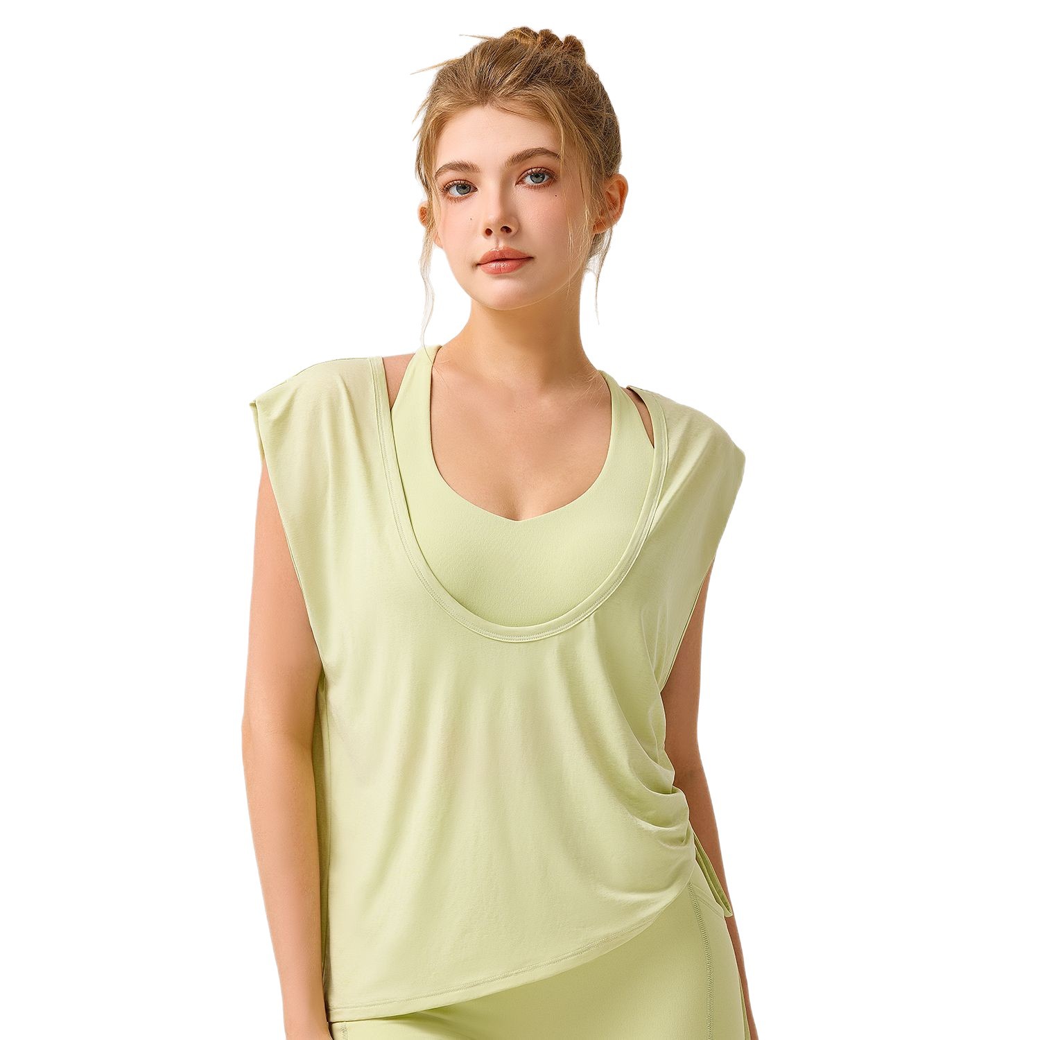 Chaleco deportivo de malla de secado rápido para primavera y verano, con hombros anchos, prenda exterior sencilla para fitness y yoga, top sin mangas de doble uso (delantero y trasero).