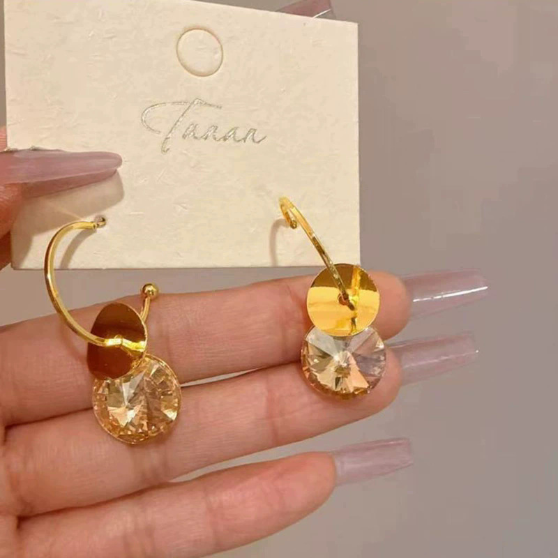 925 aguja de plata estilo de Hong Kong retro pendientes de metal pendientes de anillo liso geométrico de alto grado de las mujeres pendientes exagerados del viajero del todo-fósforo
