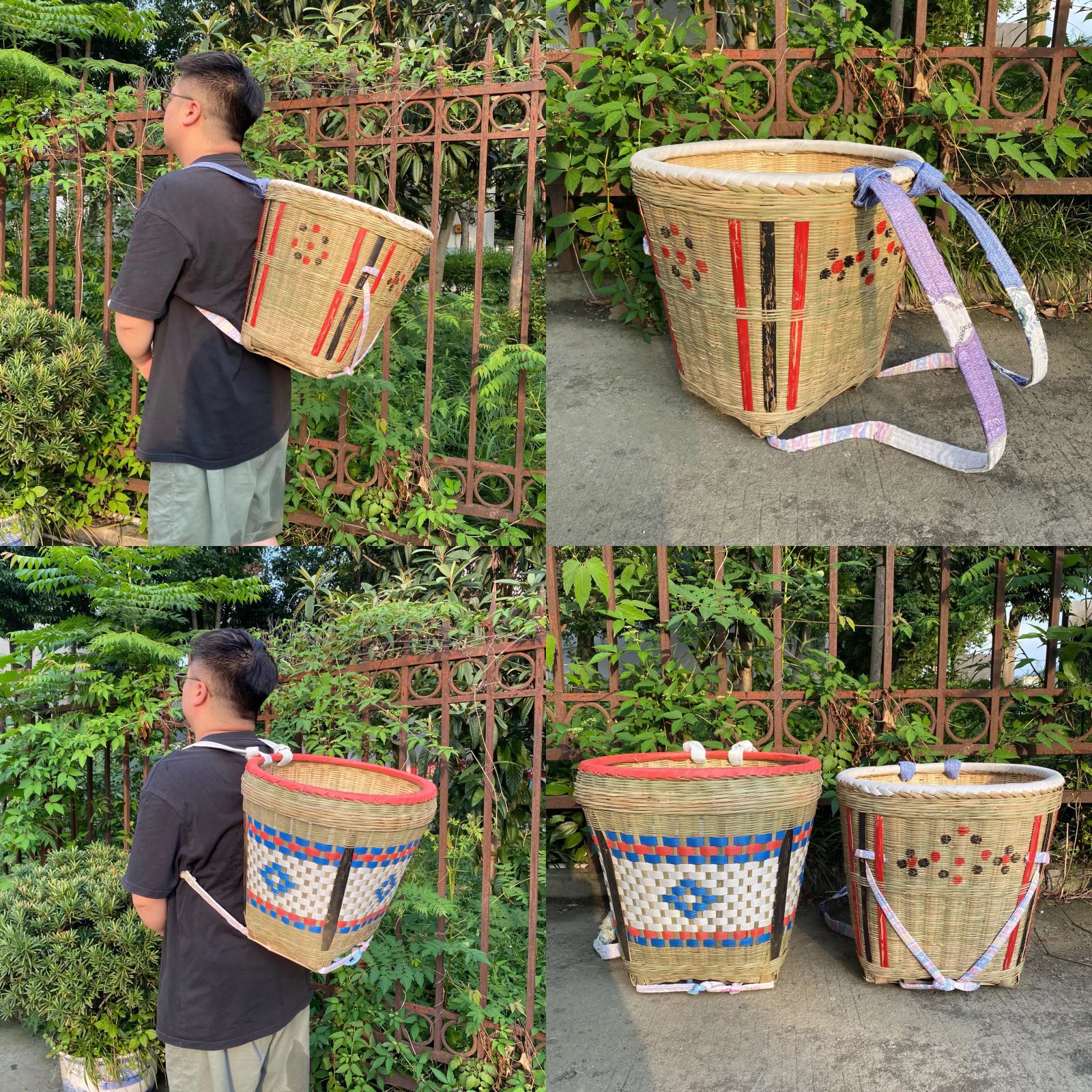 竹背篓精编手工竹编家用四川背篼买菜竹筐成人可做舞蹈道具装饰