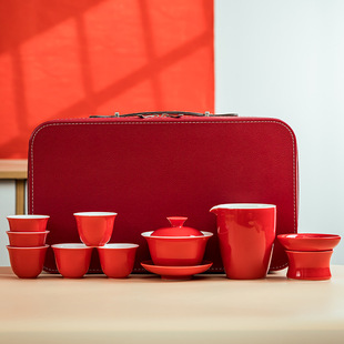 Red Tea Set suit Home Gift Tea Set Set Set of Cover Bowl Housewarming Cup Ceramic Gift Box Wedding with logo