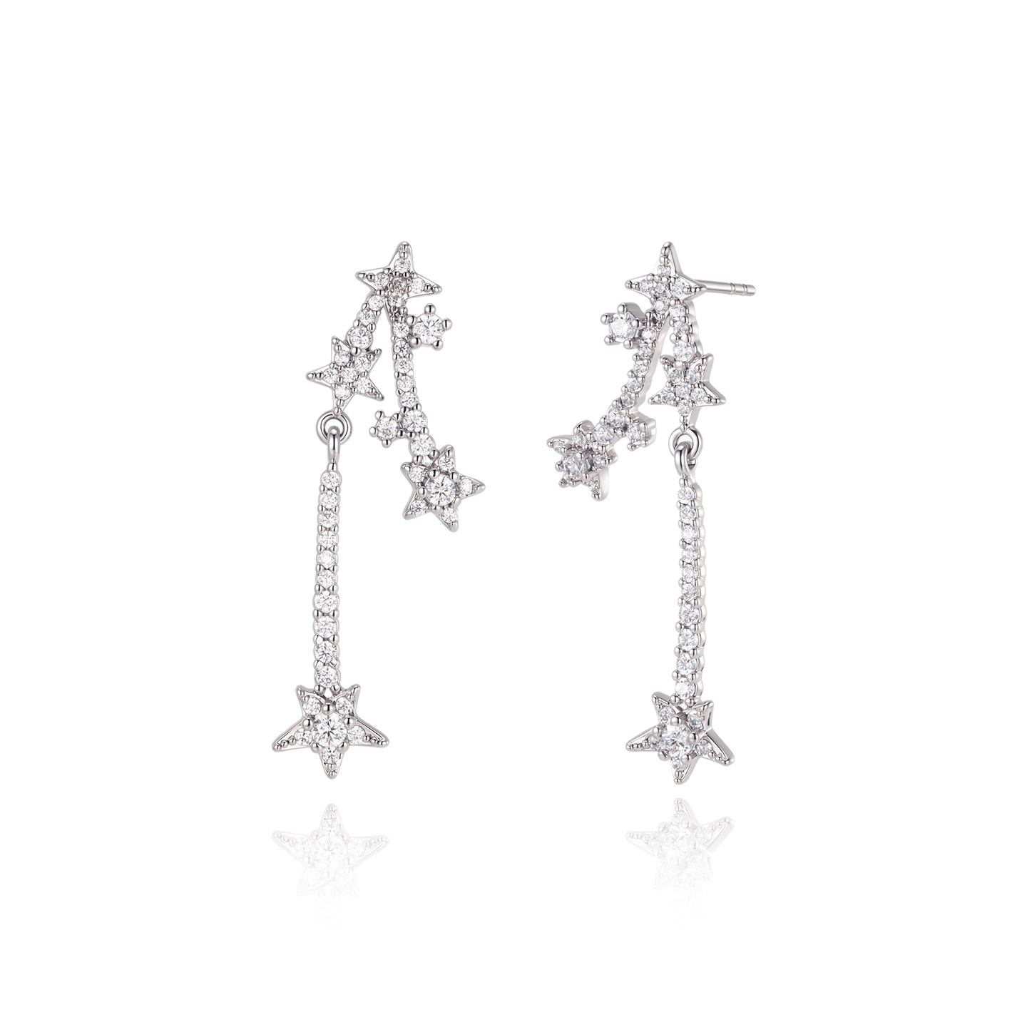 Xuping nicho de moda estrellas pernos de bronce aleación chapado blanco verano estilo literario elegante orejas para mujeres