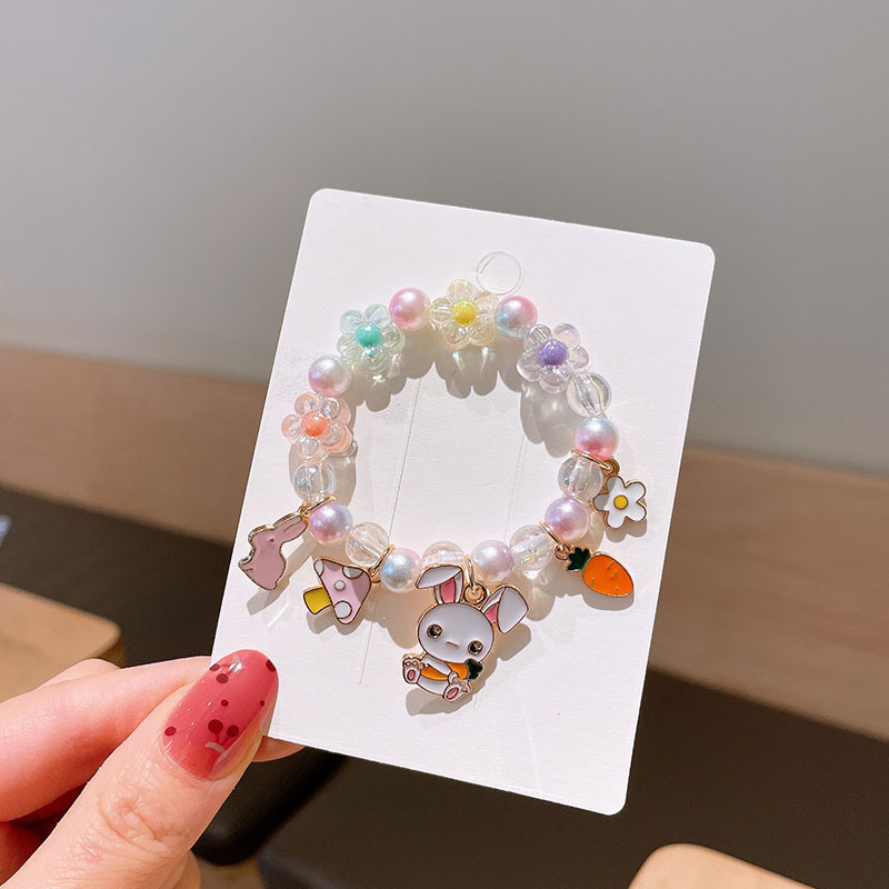 Pulsera de los niños de dibujos animados Mujer Princesa cuentas de vidrio Linda niña bebé pulsera estudiante joyería al por mayor