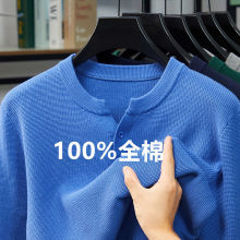 跨境外贸2025春秋季新款男士毛衣亨利领休闲百搭长袖纯棉针织衫男