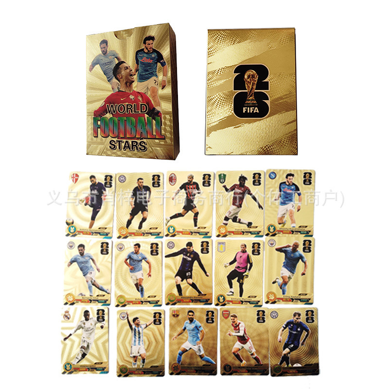 Tarjetas transfronterizas Europa League Tarjetas Estrellas de la Copa del Mundo Tarjetas Estrellas Periféricas Tarjetas de fútbol Inglés 55 Tarjetas de lámina de oro