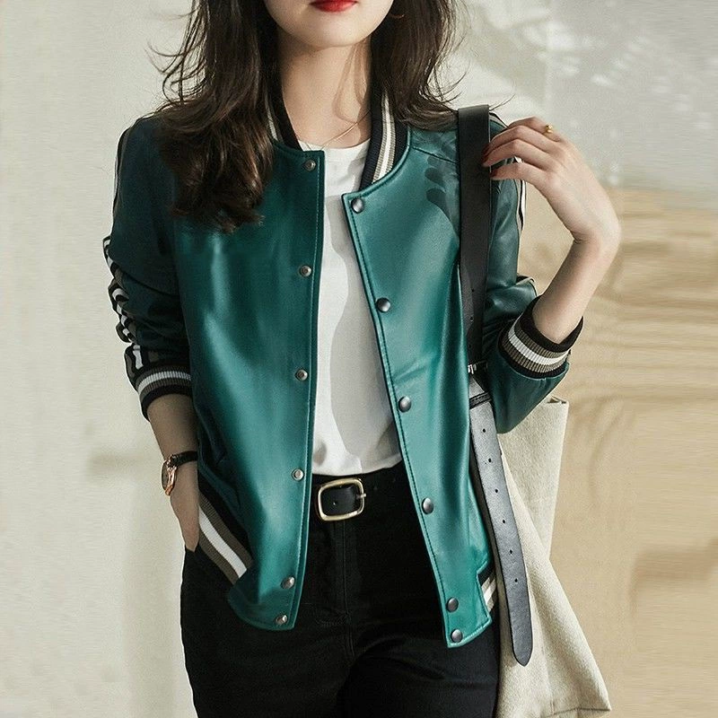 Green baseball short jacket, Aliexpress, fitted