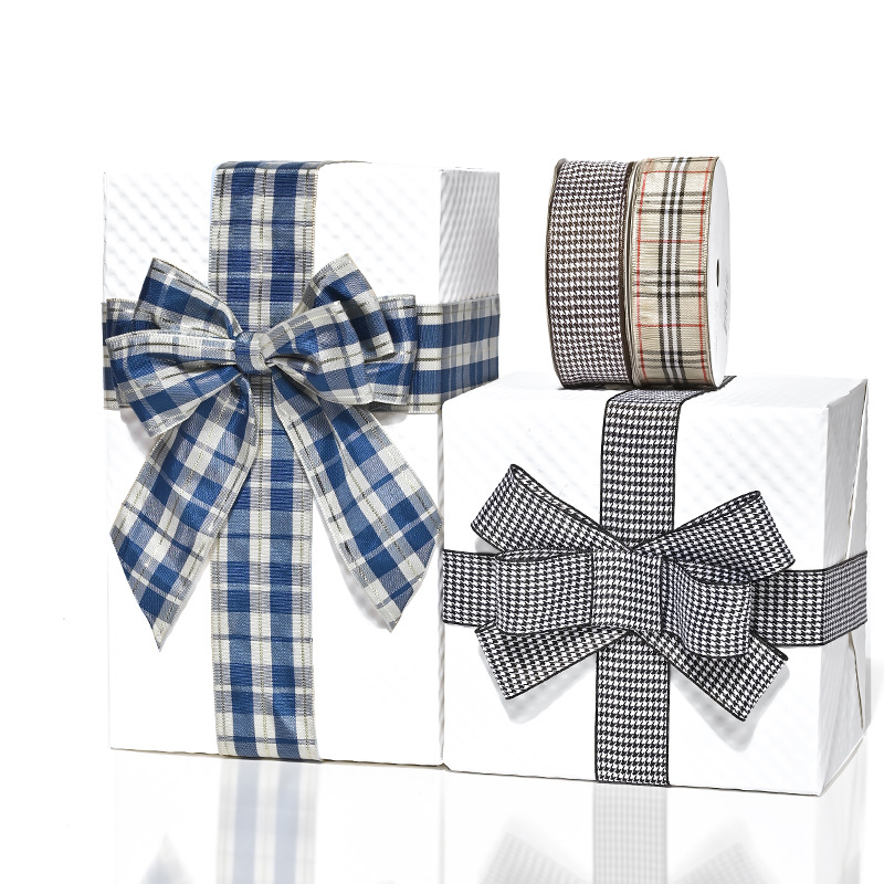 Cinta a cuadros de 3.8cm para manualidades, materiales hechos a mano, accesorios para el cabello, embalaje de regalo, accesorios para lazos, cinta a cuadros.