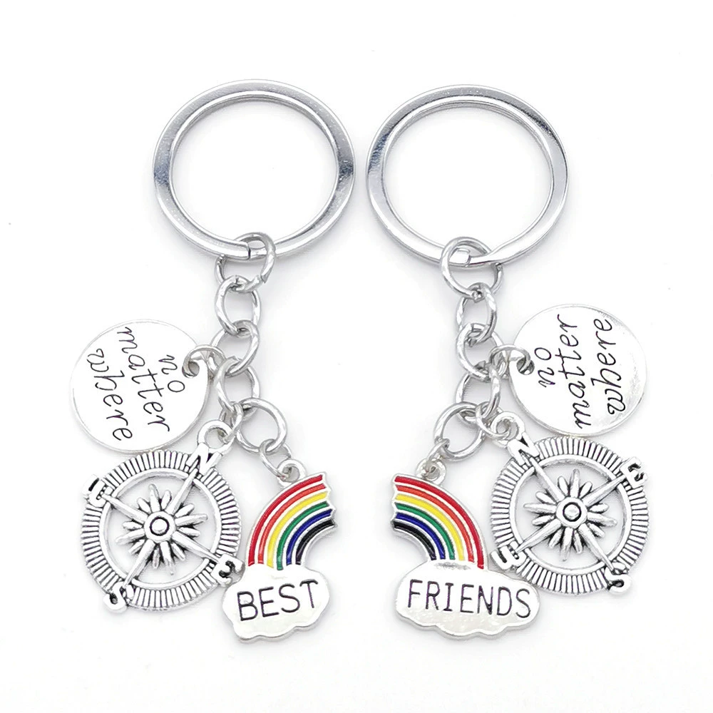 Accessory, rainbow keychain for friend for beloved, European style