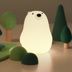 MUID Little White Bear Pat Lamp Silicone Soft Light Eye Protection Bedroom Sleep Lamp Bedside Breastfeeding Night Light Children's Gift