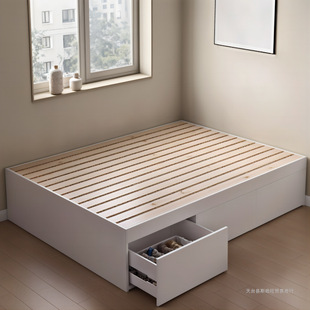 Wholesale no bedside simple storage large drawer bed small apartment full pull bed box solid wooden frame plank high box couch dream source