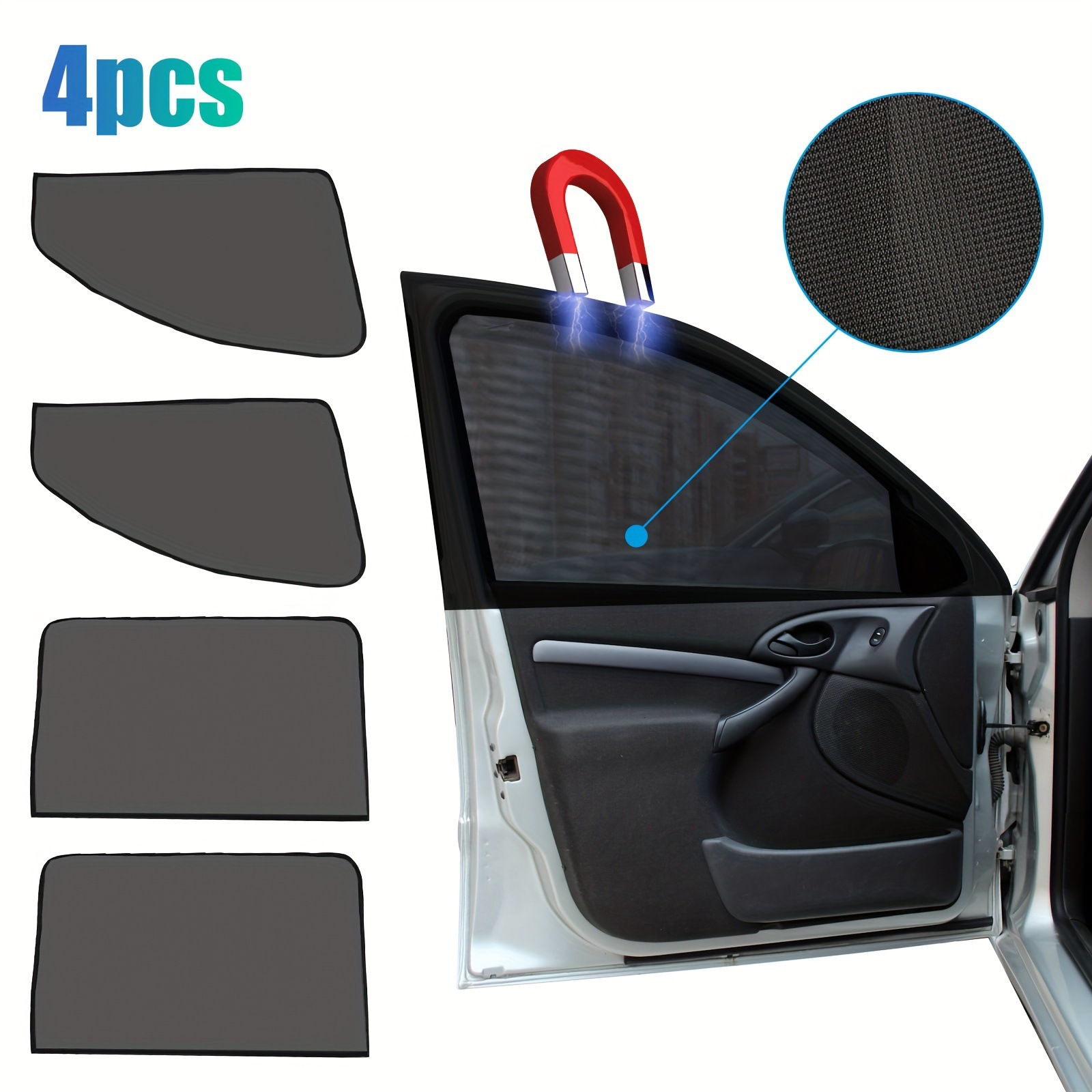 4pcs Car Side Window Sunshade Magnetic Sunshade Curtain跨境