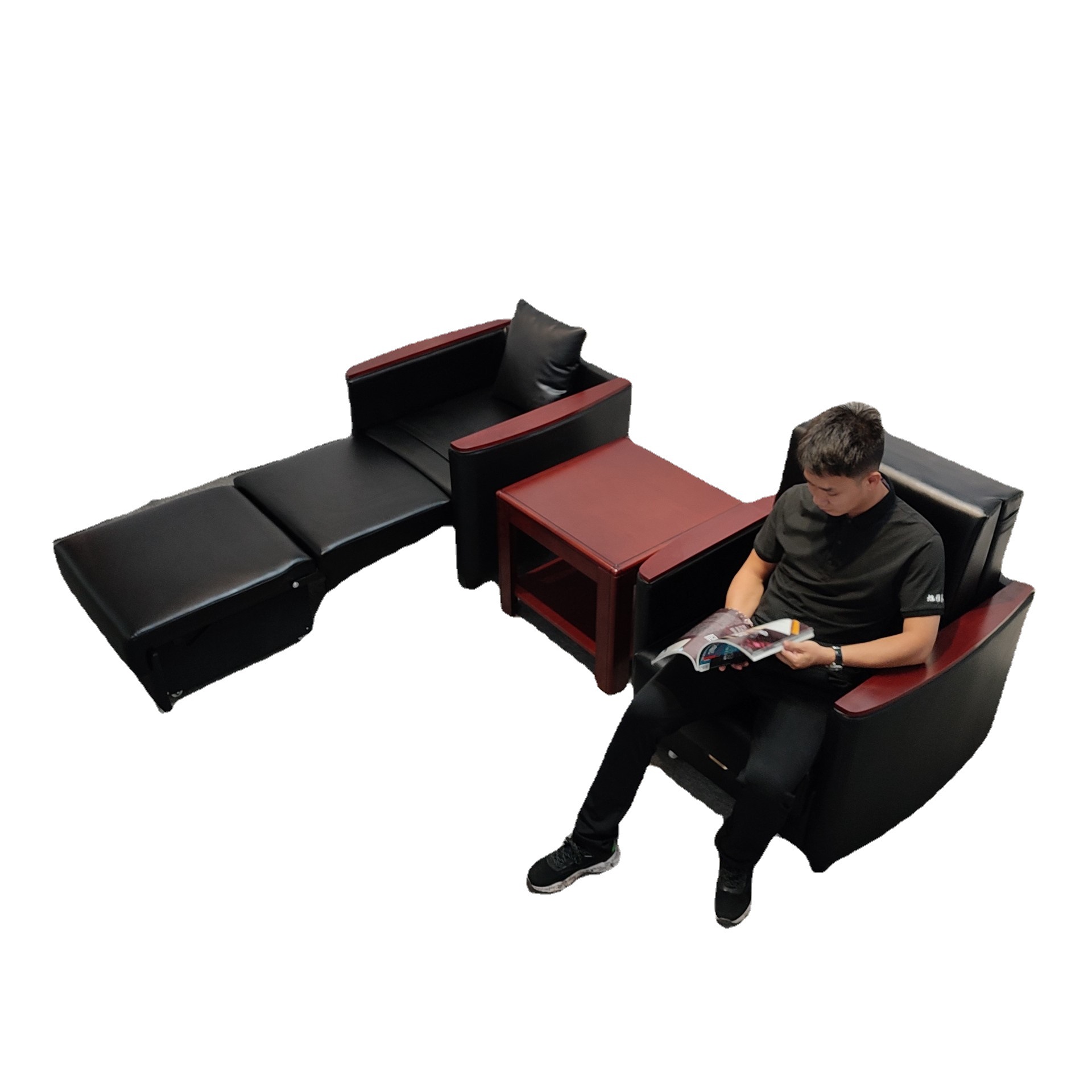 Almacenamiento plegable multifuncional de una sola persona balcón sofá cama de almuerzo tecnología tela silla de oficina artística de cuero