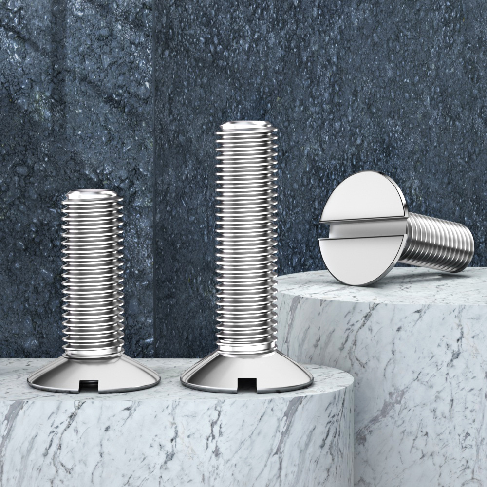 304不锈钢一字槽沉头螺钉GB68开槽平头螺丝M1M2M2.5M3M4M5M6M8M10