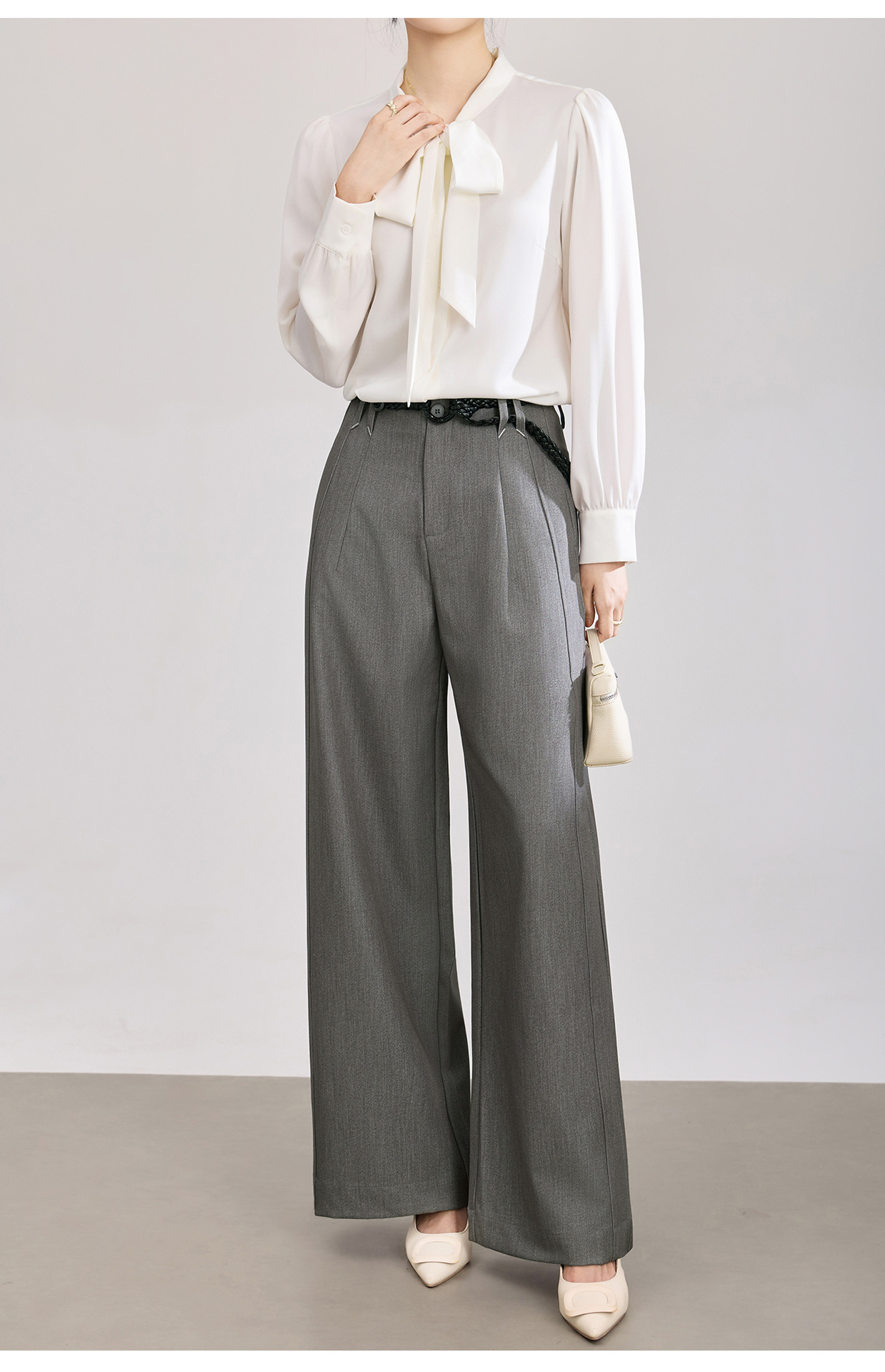 Quần culottes nữ ống rộng dáng suông chất len pha tơ nhân tạo cao cấp — Xanh lông mòng đen chi tiết 26