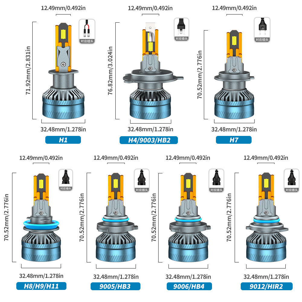 SENROBO de alta potencia diez tubos de cobre condujo delantero del automóvil de alto lumen superbrillante delantero del automóvil H7