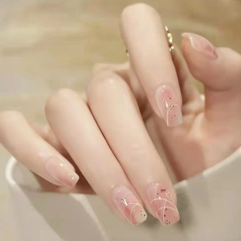 Summer pure sweet nail nail nail nail ice through dizzy lines flash wear nail nail piece finished wholesale