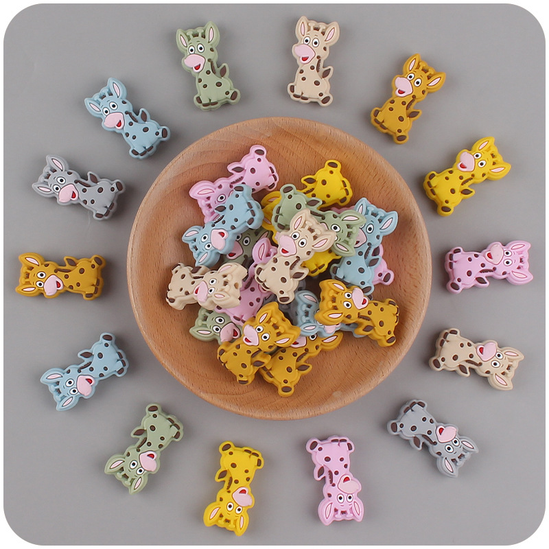 Bebé suministros de dibujos animados animal silicona jirafa mordedor creativo DIY bebé molar pezón anti-gota cadena Accesorios