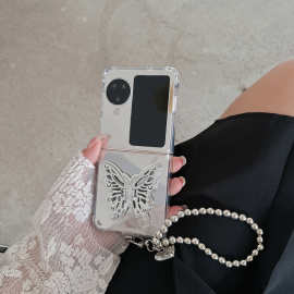 适用OPPOFindN3Flip折叠镜面蝴蝶手机壳手提链防摔壳n2flip保护壳