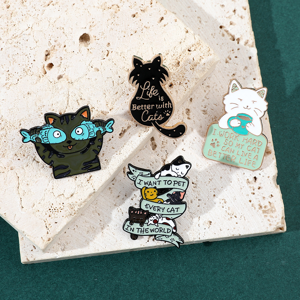 9g Weight Brooches Classification Daily Occasion Alloy Material Letter, Cat, Fish Pattern Unisex Gender Cartoon, Enamel Design Cute Style Cute Pin Letter Cat Fish Alloy Cartoon Enamel Unisex Brooches 16