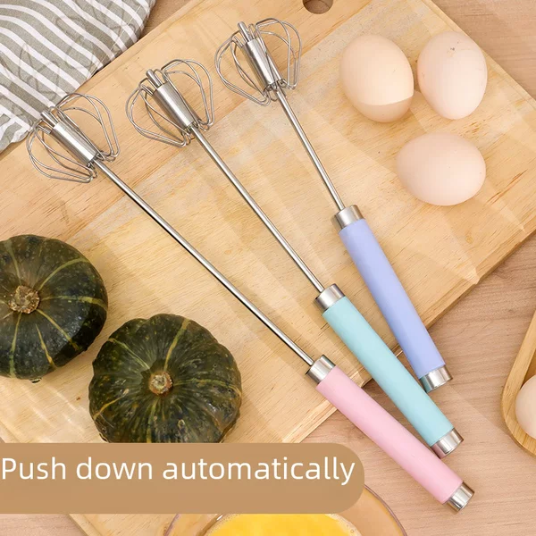 Household Stainless Steel Semi-Automatic Egg Beater Cream Cake Egg Handheld Press Mixer Baking Gadget