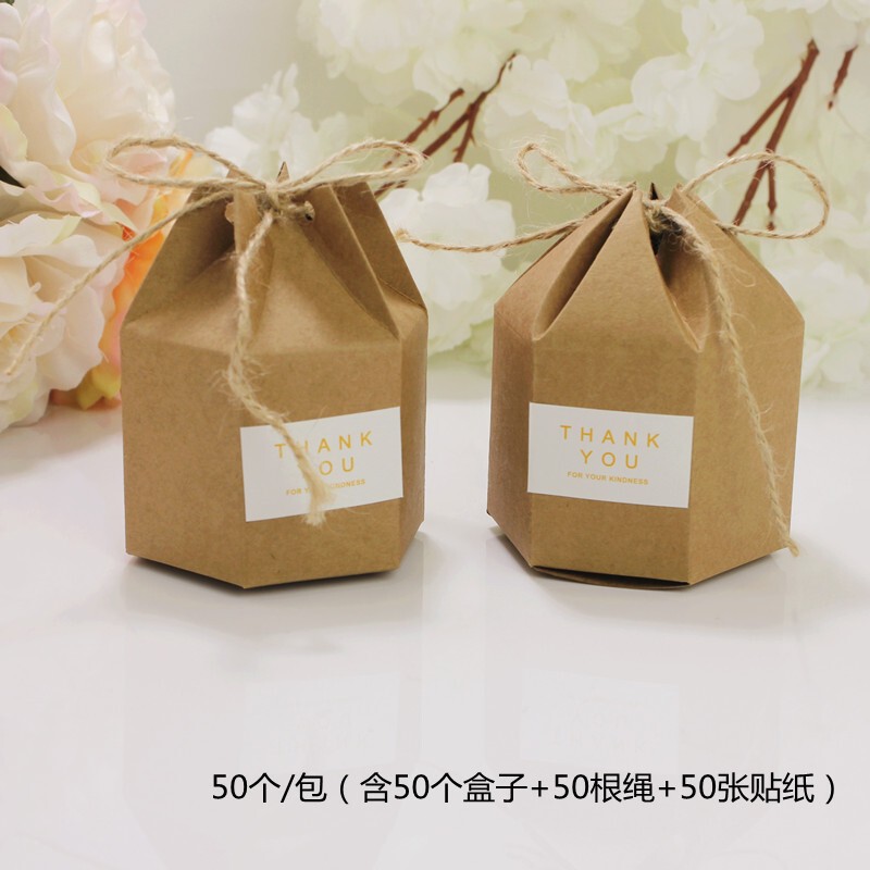ホワイトクラフト紙喜糖箱結婚誕生日汎用包装箱白い包装箱ヨーロッパ式六角形六角箱|undefined
