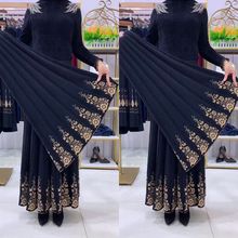 秋冬新款时尚羊毛大摆裙太阳花高弹高腰气质百搭减龄长裙女裙