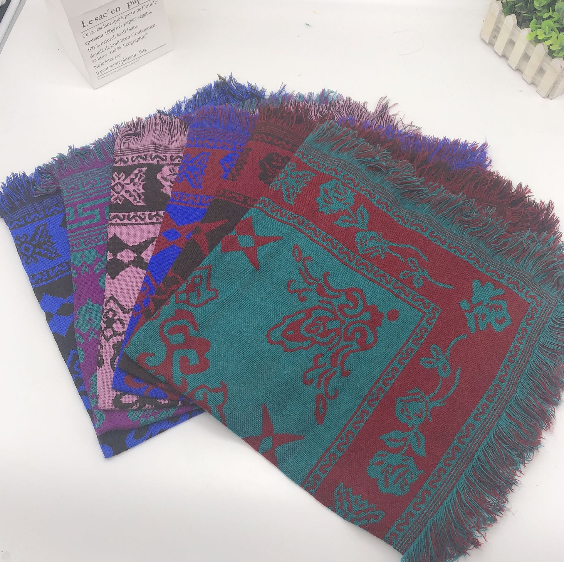 農村老式頭巾純棉正方形老太太中老年表演披肩勞保包頭巾針織頭巾